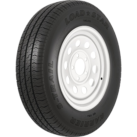 Loadstar Tires Loadstar Bias Tire and Wheel (Rim) Assembly KR25 ST145/R-12 5-Hole 8 Ply, White, Modular 31212